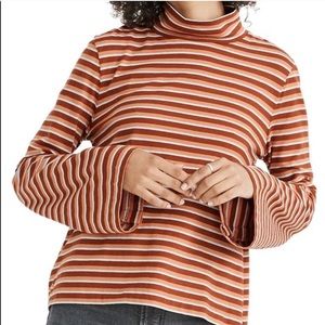 Madewell Striped Long Sleeve Tee - Rust and White